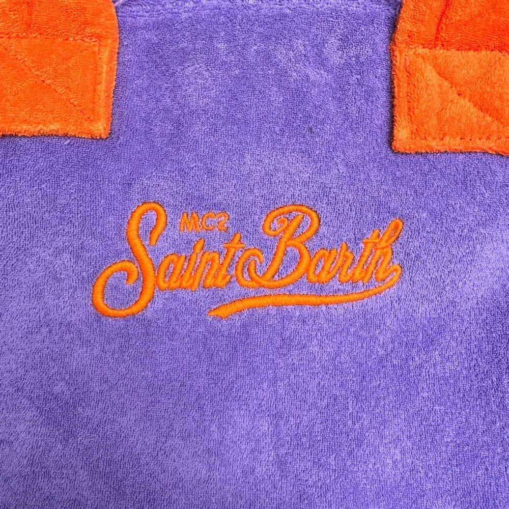 MC2 Saint Barth Vanity Sponge Terry Embossed Purple Orange Beach Tote Bag - Picture 10 of 10